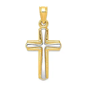 14k Yellow and White Gold Cross Unisex Pendant