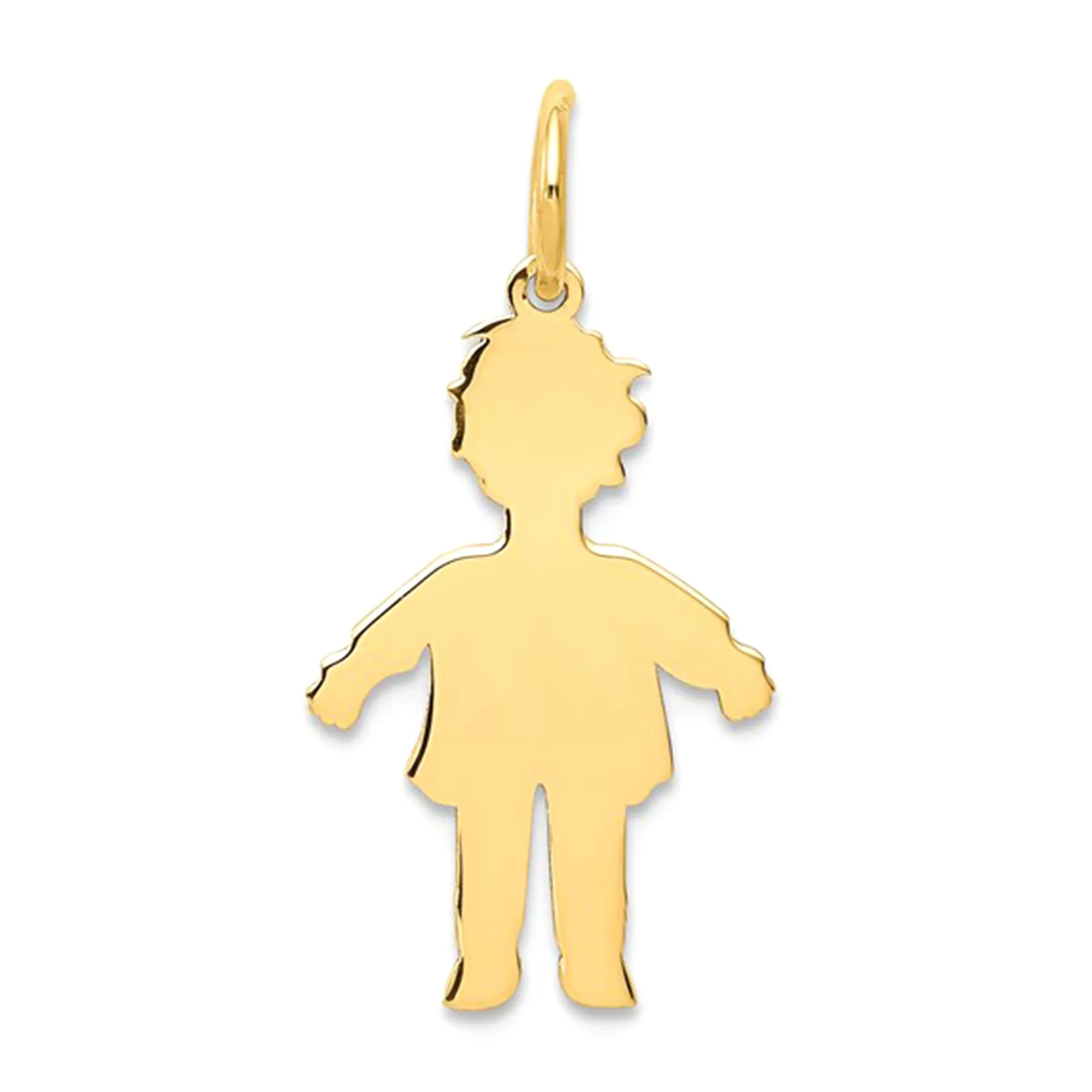 14K Yellow Gold Boy's Silhouette Charm Engravable Pendant