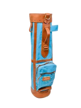 8 Sunday Style Golf Bag- Light Blue with Natural Leather