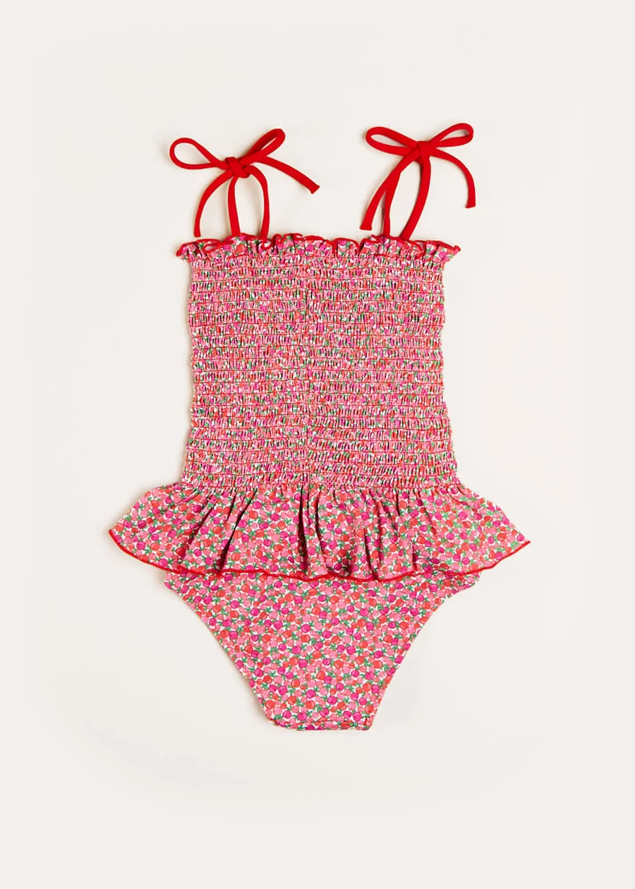 Annie Floral Print Smock Detail Swimsuit in Pink (2-8yrs)