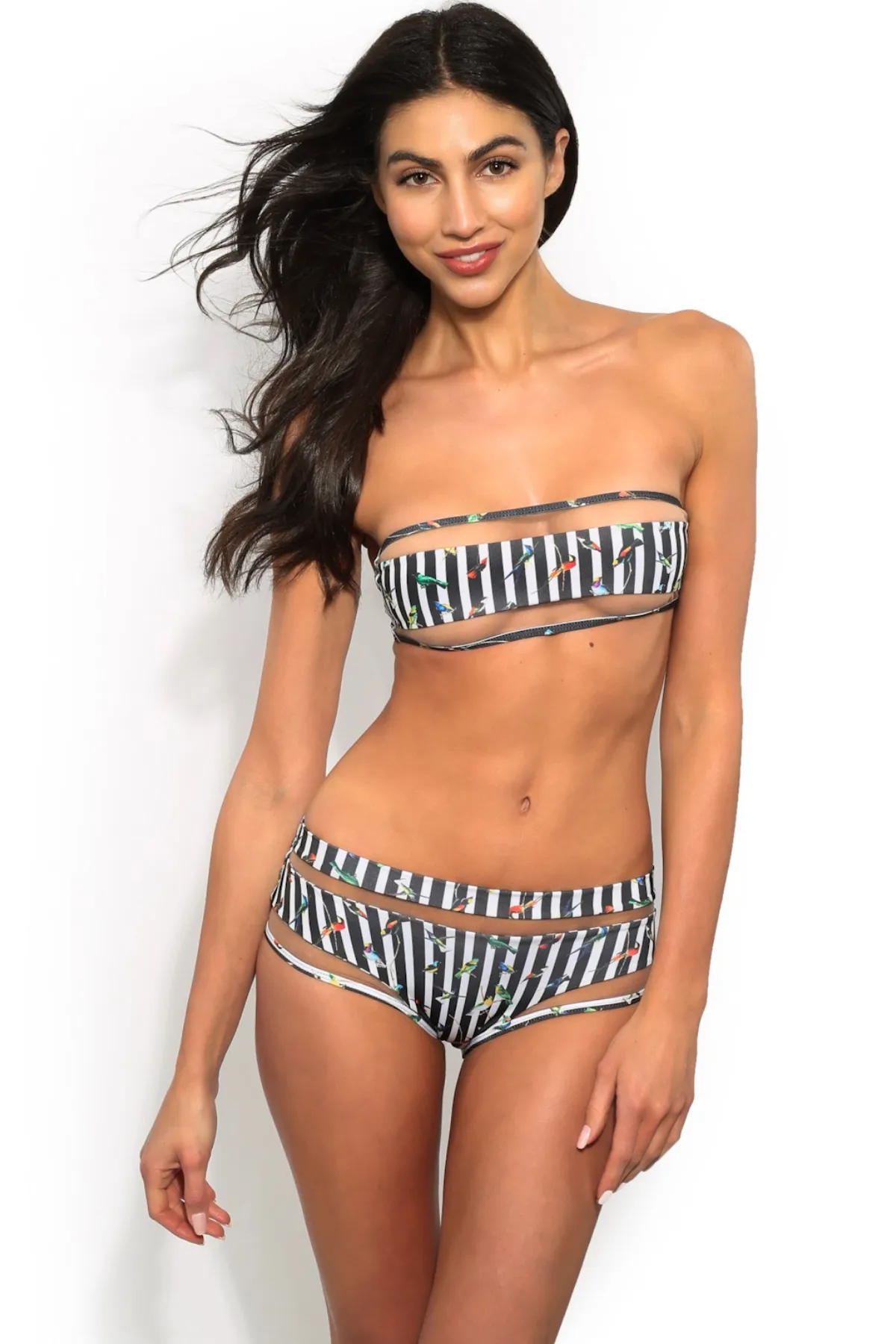 ANOK BIRDS & STRIPES Bikini Top