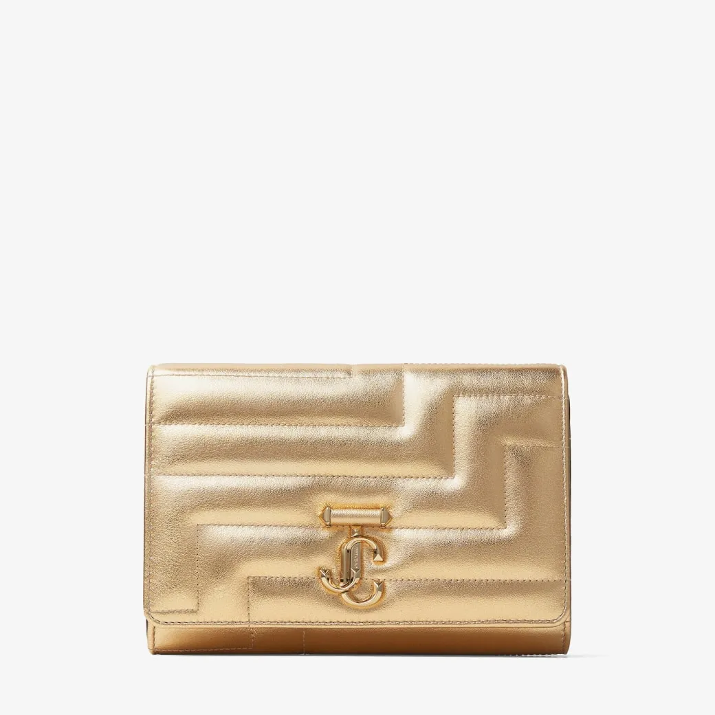 Avenue Clutch Gold Avenue Metallic Nappa Leather Clutch Bag with Light Gold JC Emblem