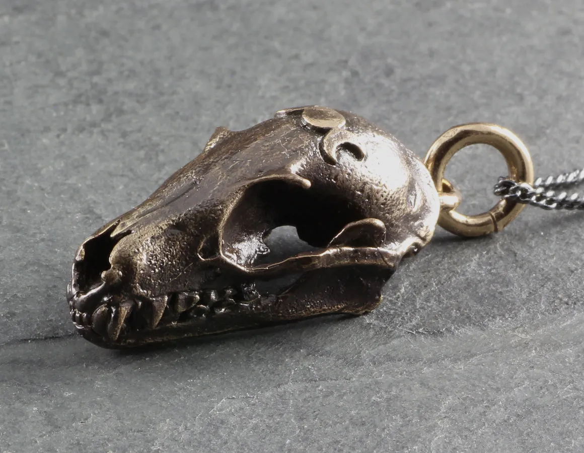 Bat Skull Necklace - Bronze