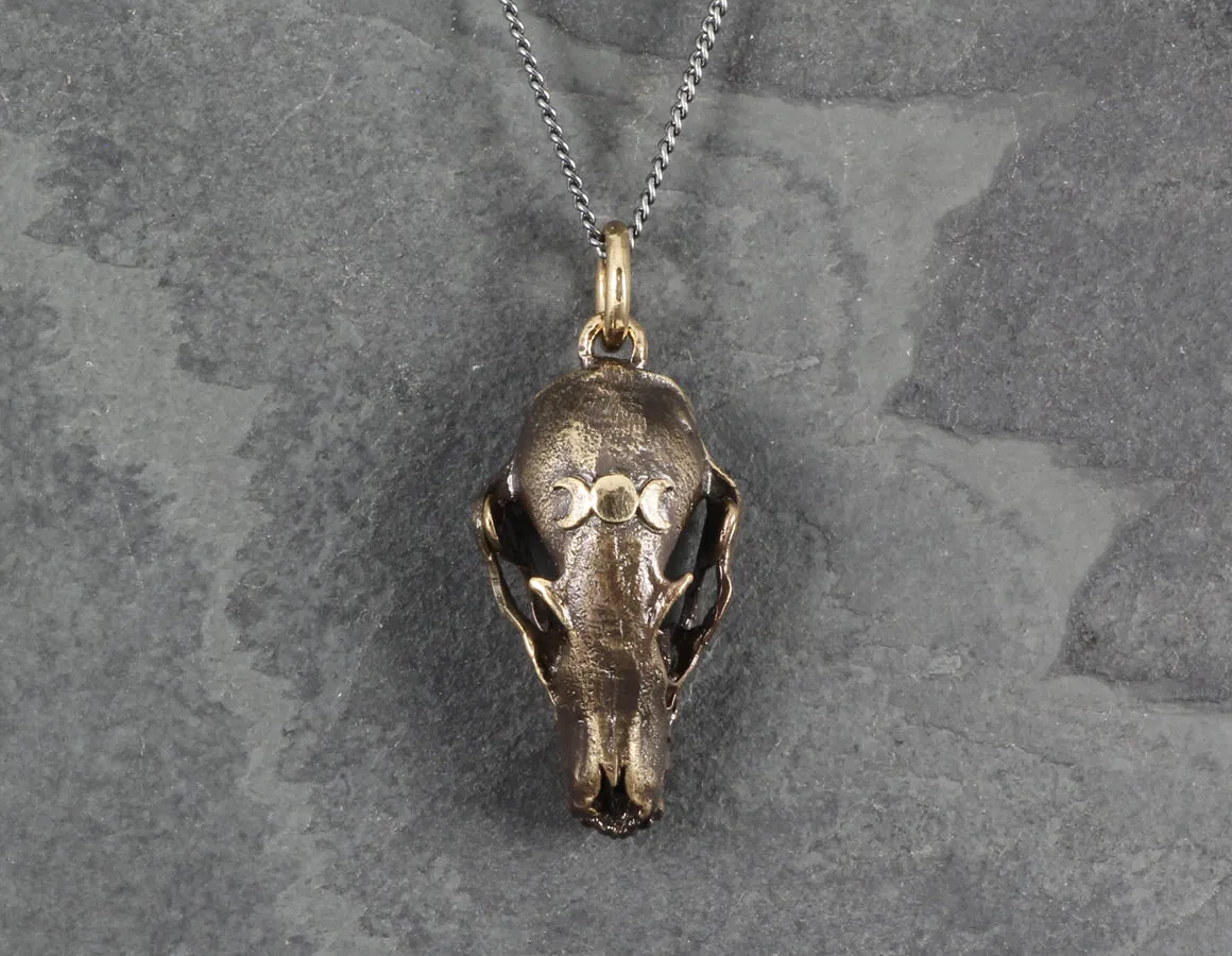 Bat Skull Necklace - Bronze