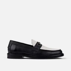 Boardwalk Black and White Horse-Bit Loafers