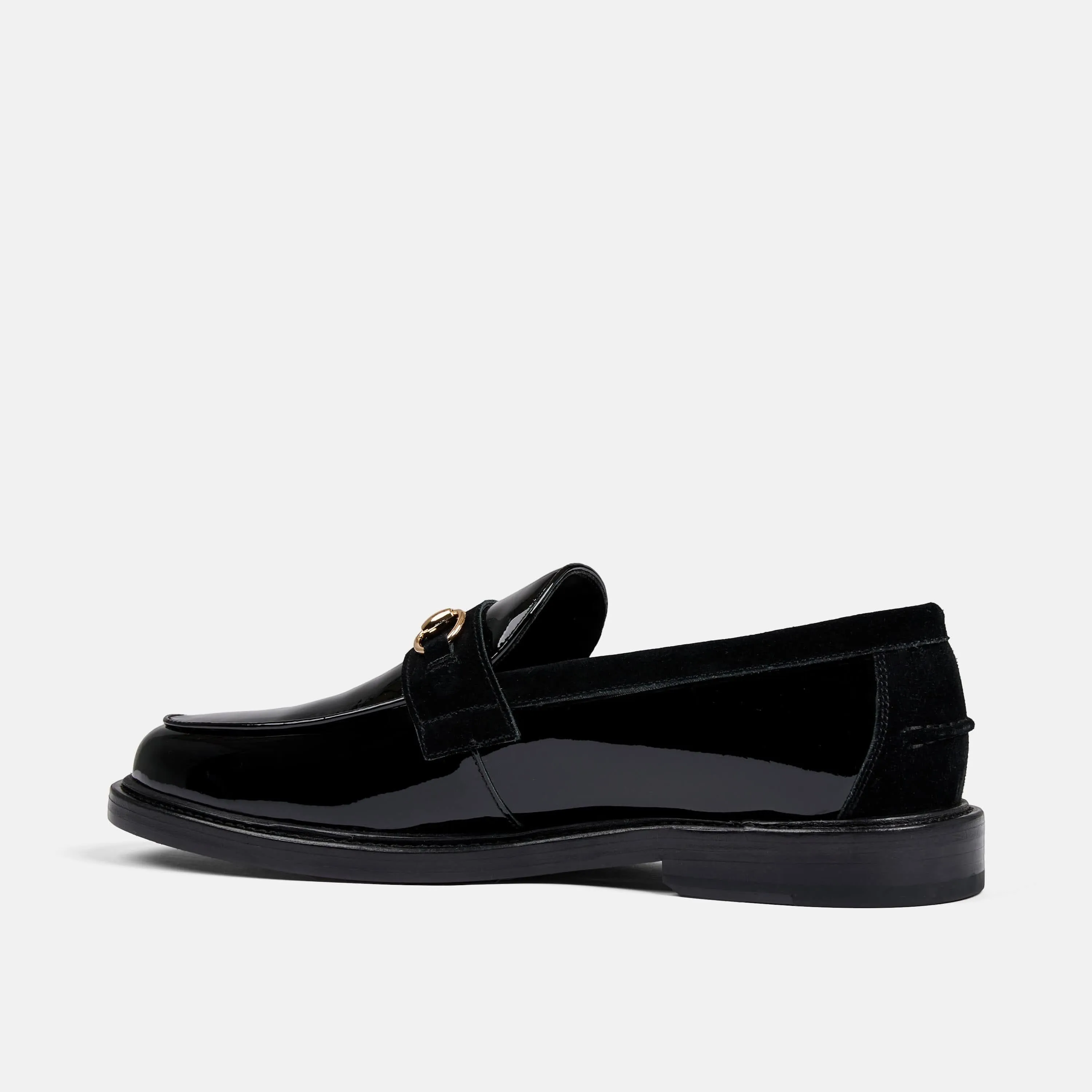 Boardwalk Black Patent Leather Horse-Bit Loafers