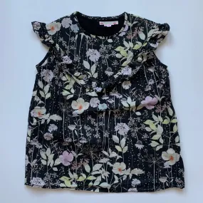 Bonpoint Black Floral Print Sleeveless Blouse: 8 Years