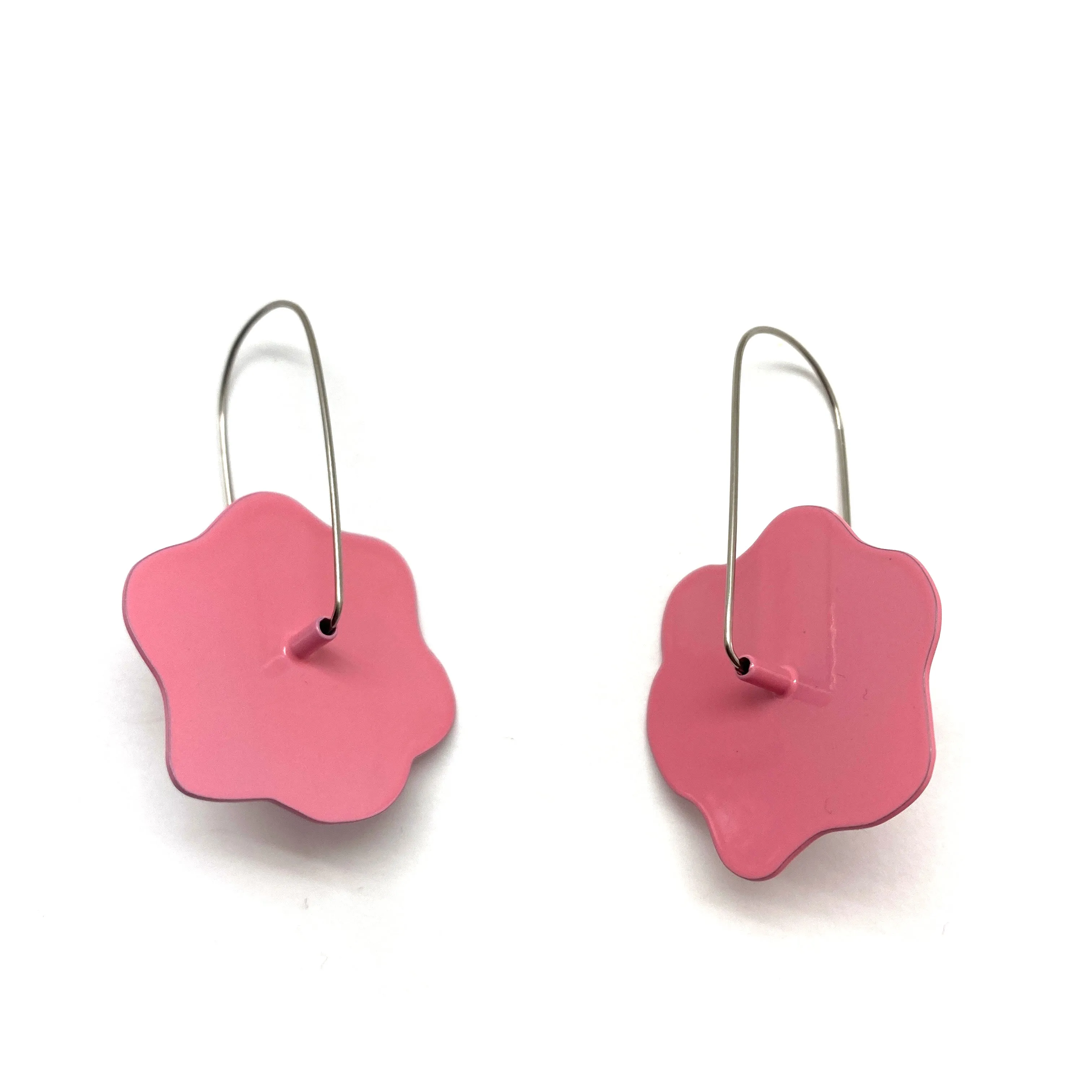 Camellia Flower Patch Earrings - Hot Pink