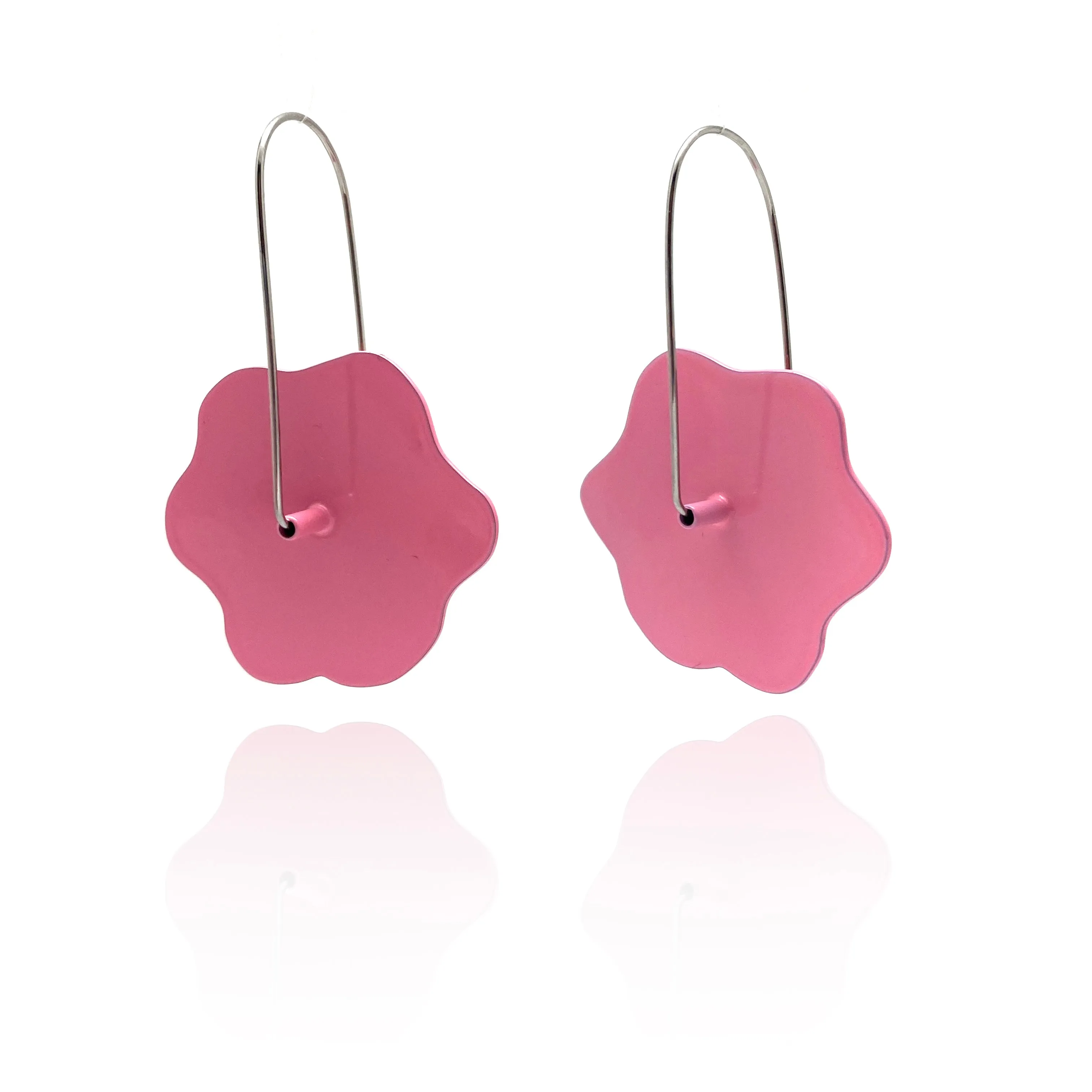 Camellia Flower Patch Earrings - Hot Pink