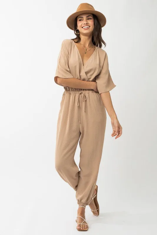 Dolman Sleeve Surplice Jumpsuit