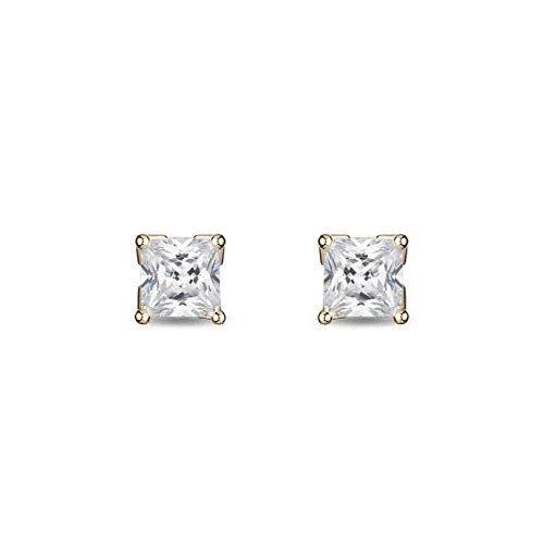 Enchanted Disney Fine Jewelry 14K Yellow Gold with 1/2 cttw Princess Cut Diamond Majestic Princess Solitaire Earrings