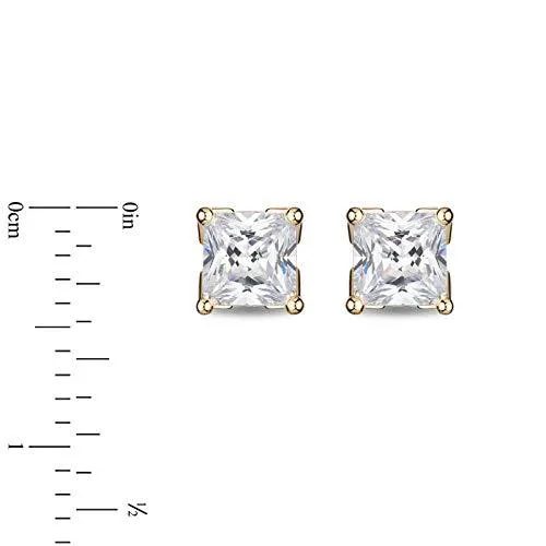 Enchanted Disney Fine Jewelry 14K Yellow Gold with 1/2 cttw Princess Cut Diamond Majestic Princess Solitaire Earrings