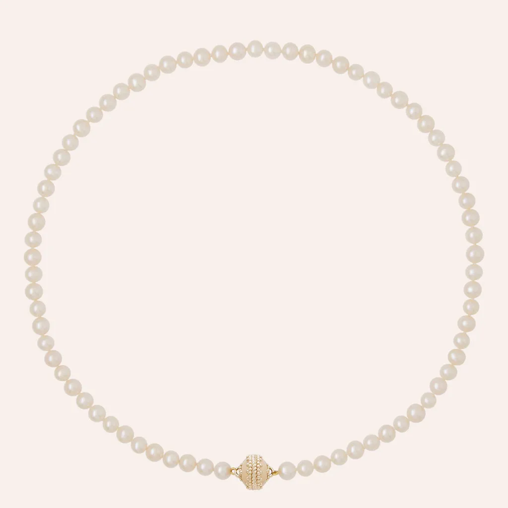 Freshwater White Round Pearl Mini Necklace