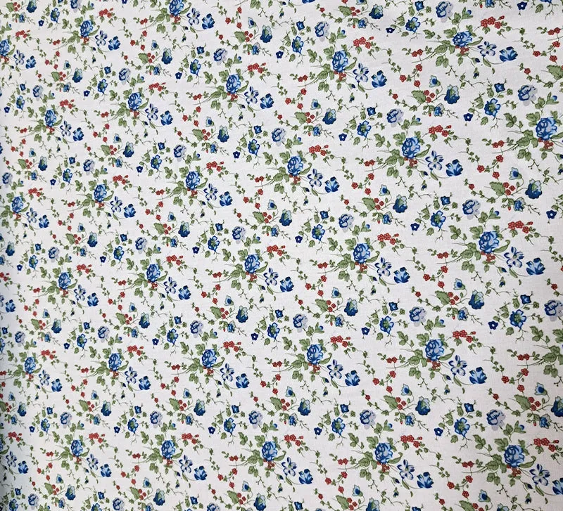 Great Value - Wide Width Floral Cotton - Blue Roses