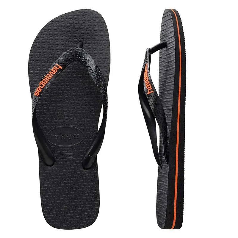 HAVAIANA RUBBER LOGO BLACK/ORANGE