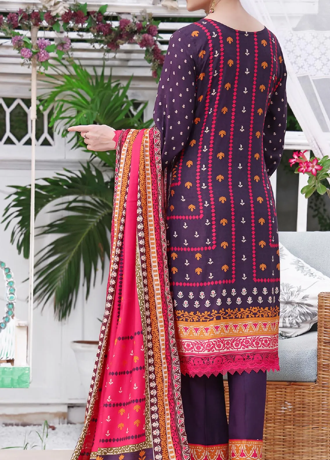 Jhalak By VS Textile Embroidered Linen Unstitched 3 Piece Suit - 03