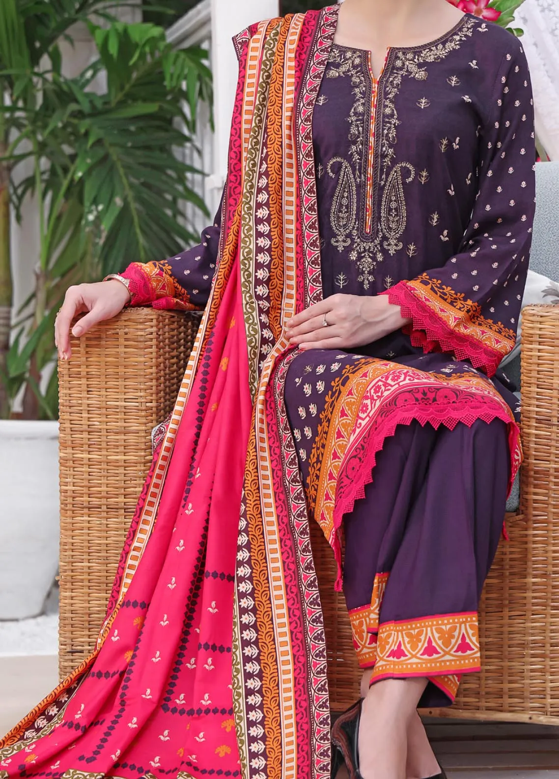 Jhalak By VS Textile Embroidered Linen Unstitched 3 Piece Suit - 03