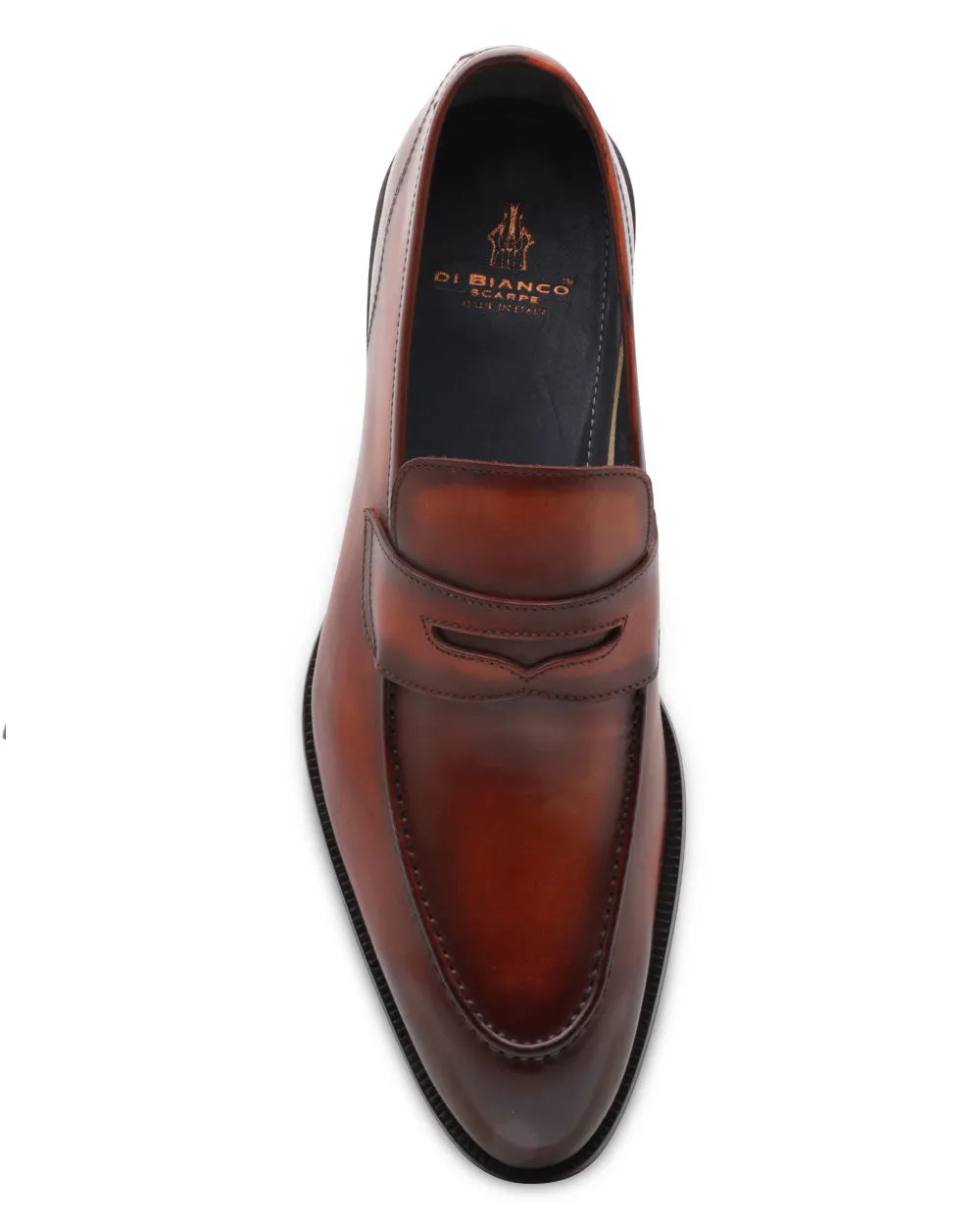 Leather Marmo Brera Penny Loafer in Chestnut