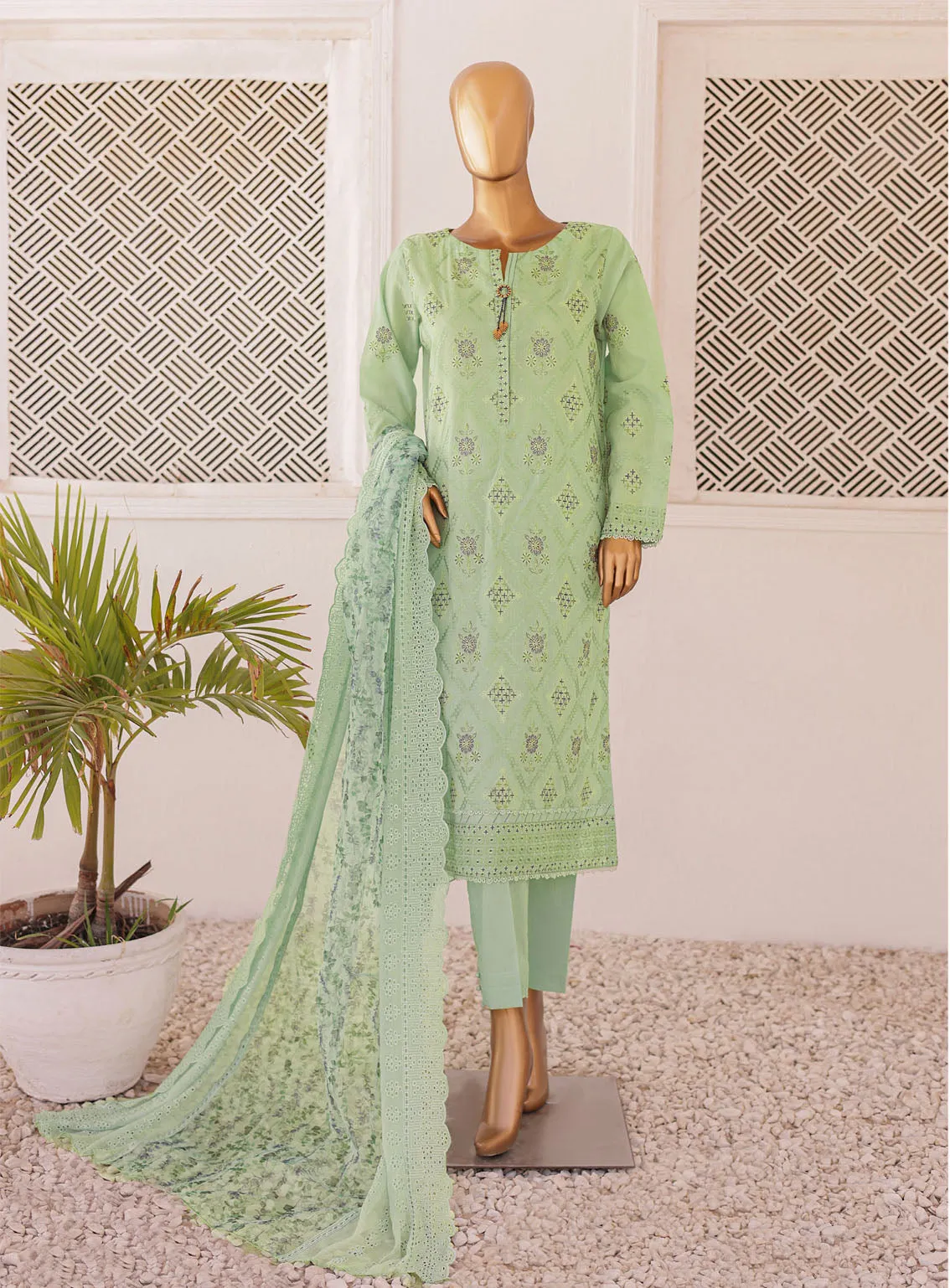 Majestic By HZ Luxury Embroidered Lawn 3 Piece Unstitched Suit HZ24M MEC-05