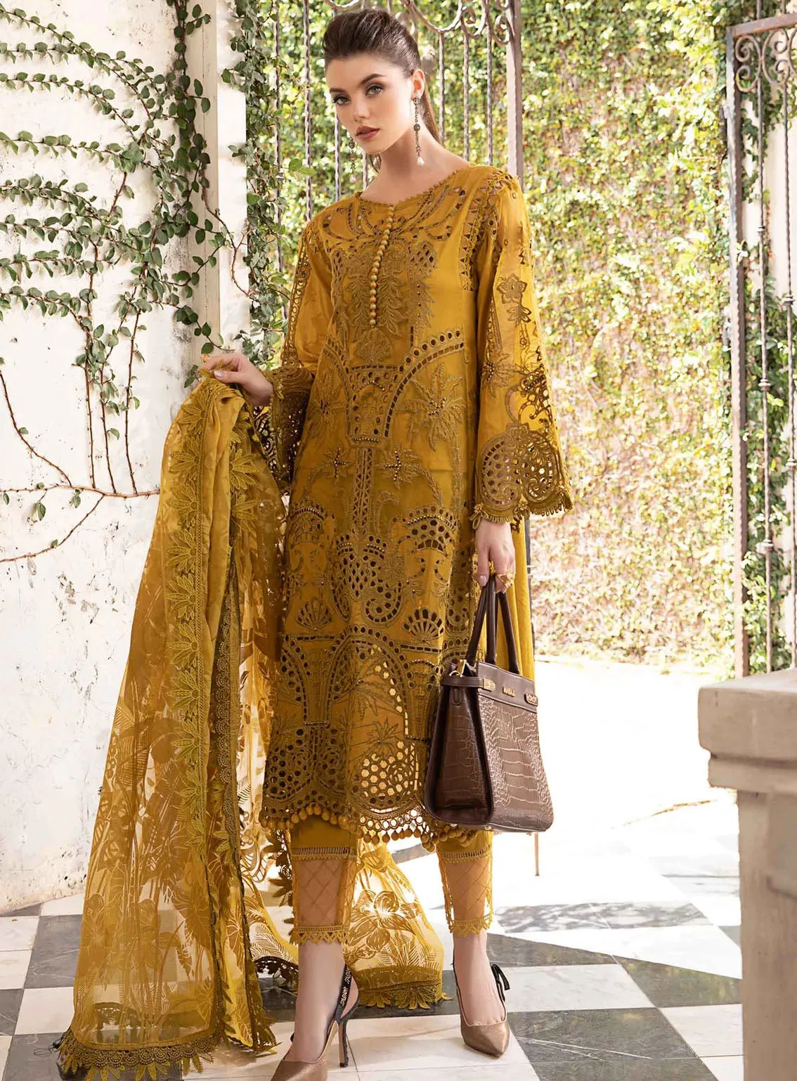 Maria B Luxury Embroidered Lawn Eid Edit-II 3 Piece Unstitched Suit MB24EE2 D-08