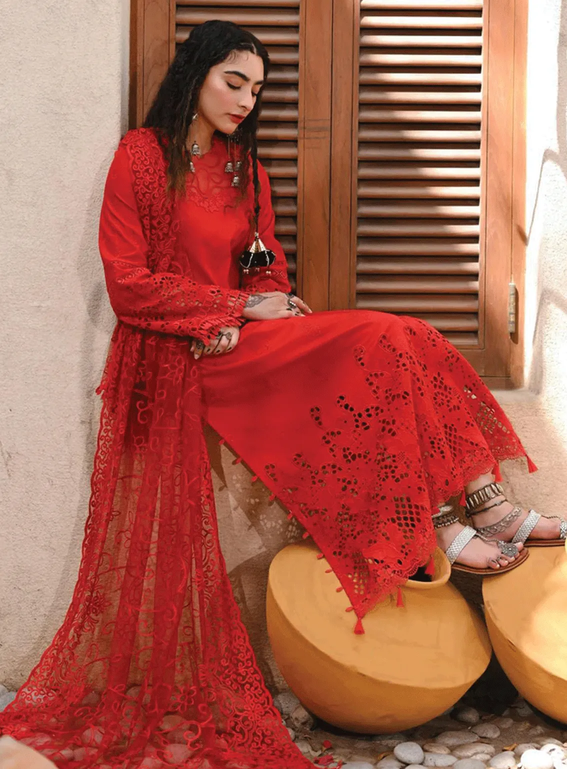 Menakumare By Aabyaan Embroidered Schiffli Unstitched 3 Piece Suit - ABY23E AE-03 RAANI