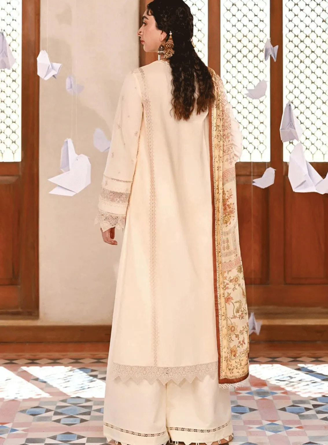 Menakumare By Aabyaan Embroidered Schiffli Unstitched 3 Piece Suit - ABY23E AE-04 NARGIS