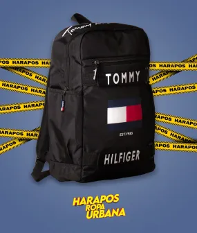 Mochila tommy hilfiger reforzada negra letras blancas