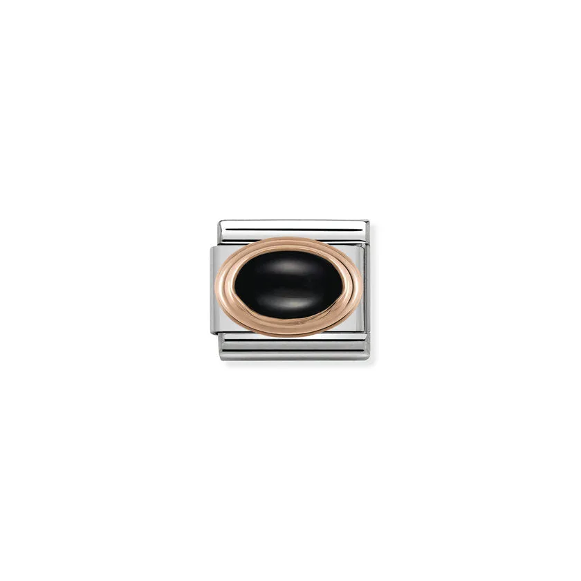 Nomination Composable Classic Link Oval Hard Stones Black Agate in 9K Rose Gold *