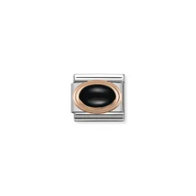 Nomination Composable Classic Link Oval Hard Stones Black Agate in 9K Rose Gold *