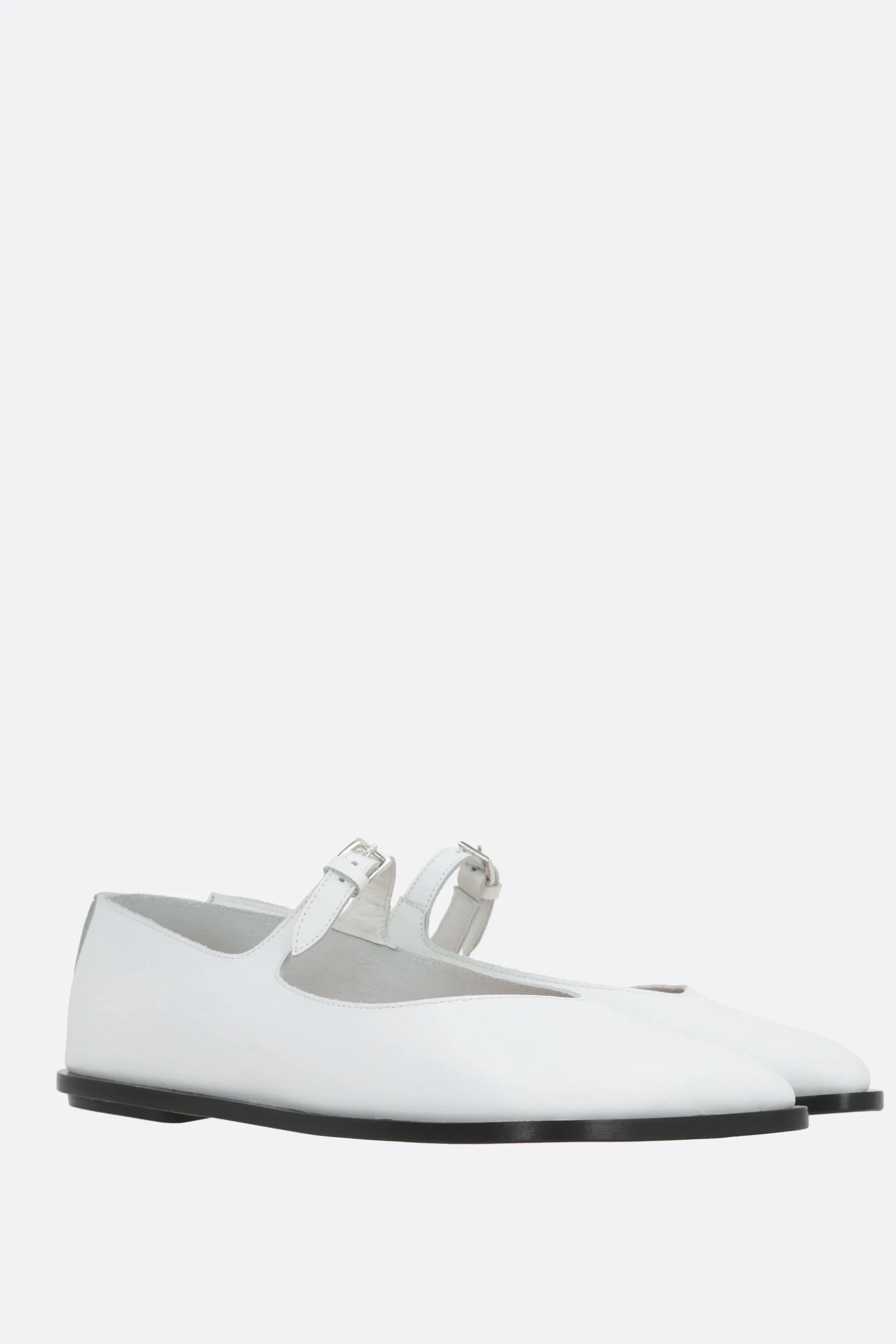 Obiqua smooth leather mary-jane ballerinas