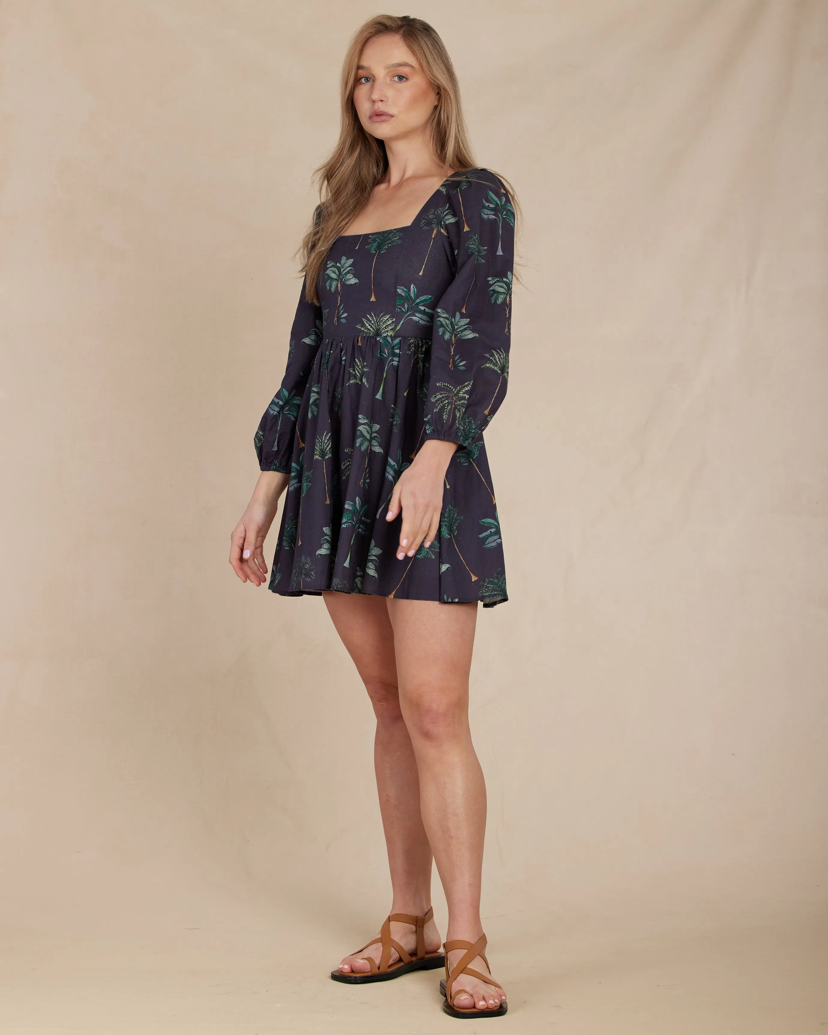 Palmira Linen Square Neck Mini Dress