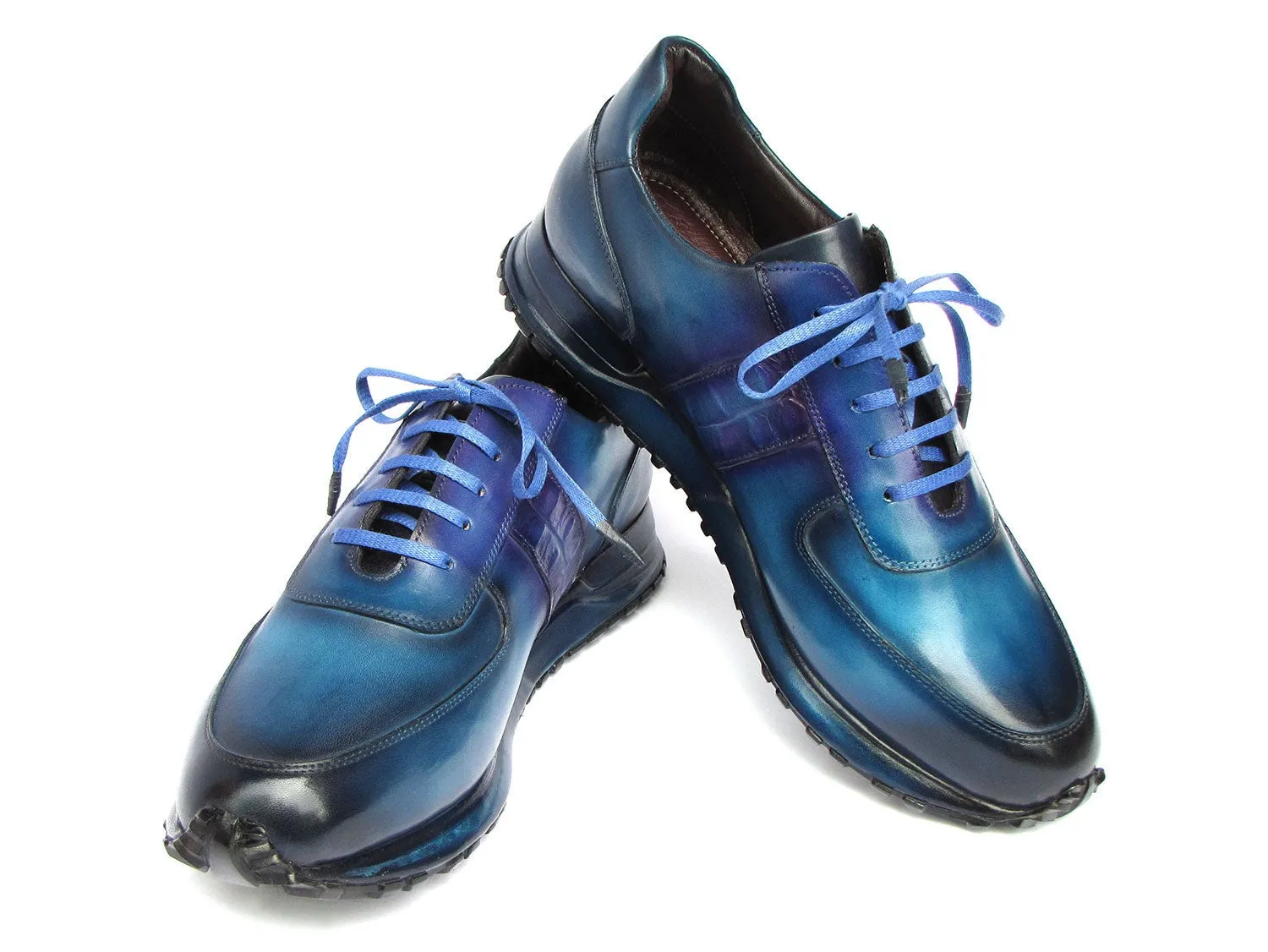 Paul Parkman LP207TQP Men's Shoes Turquoise & Purple Patina Leather Sneakers (PM6431)