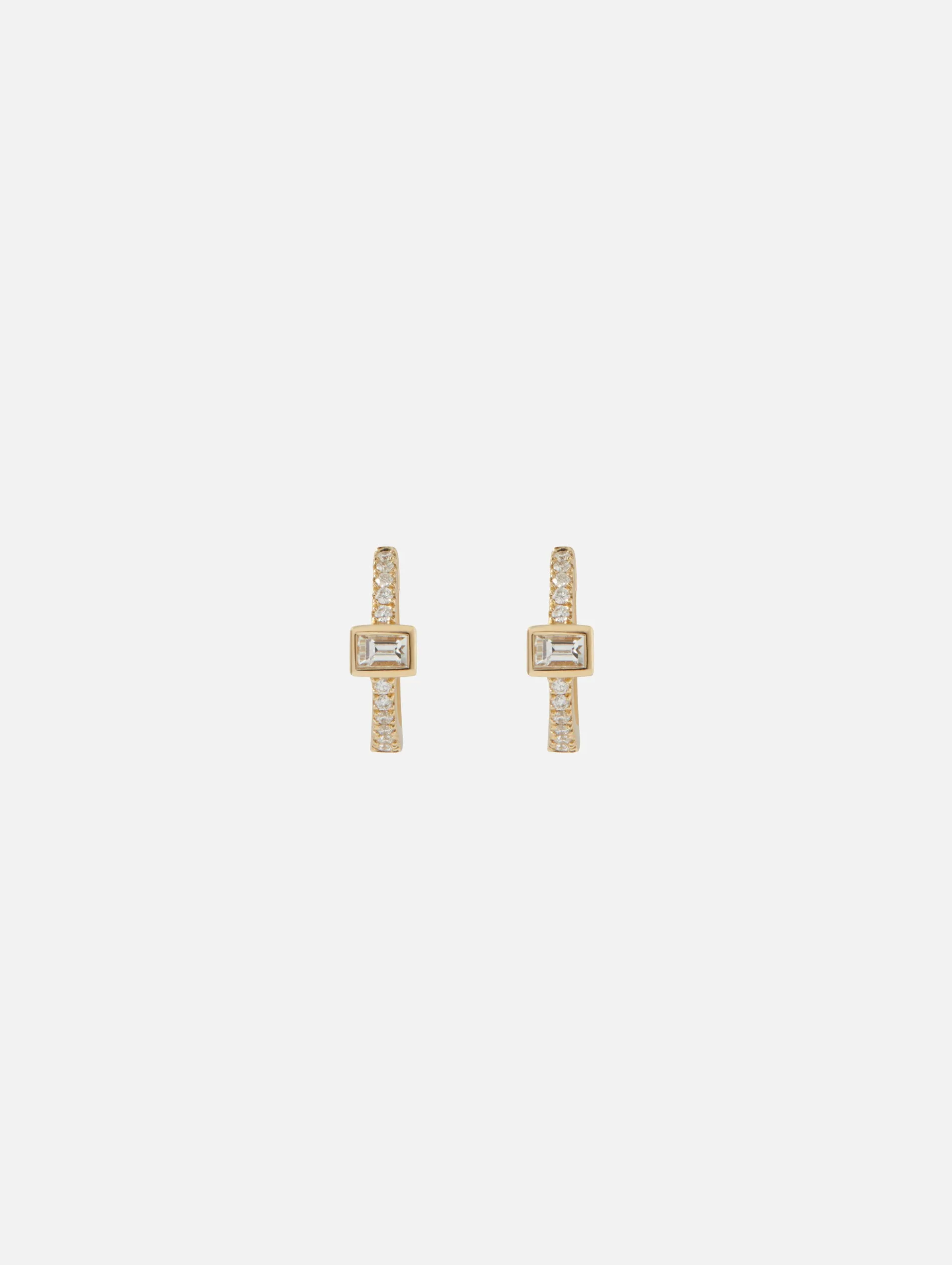 Pavé Diamond Mini Hoops WIth Diamond Baguette