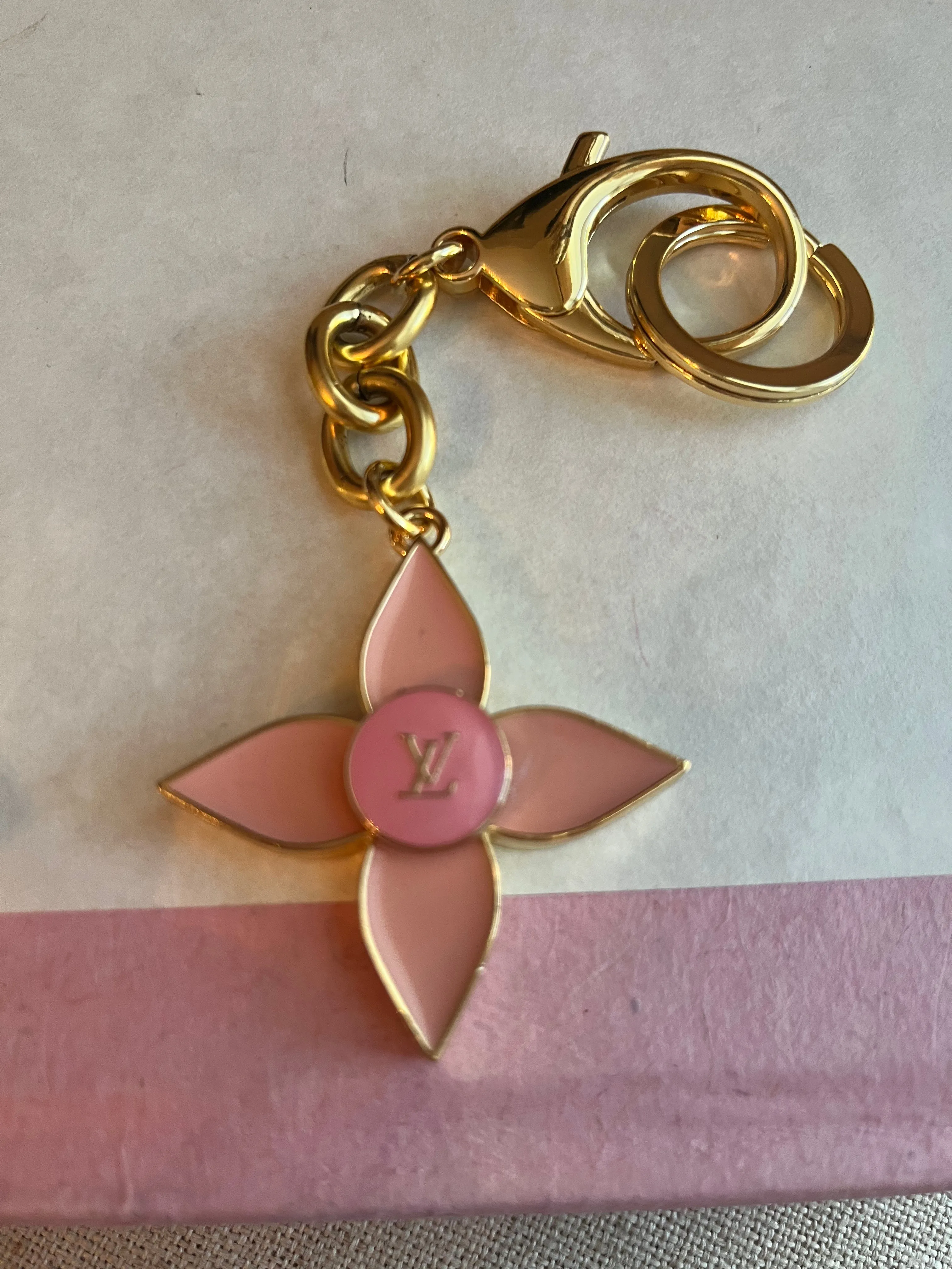 Repurposed Keychain Pink Flower