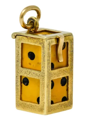 Retro Bakelite 14 Karat Gold Removable Lucky Dice Charm