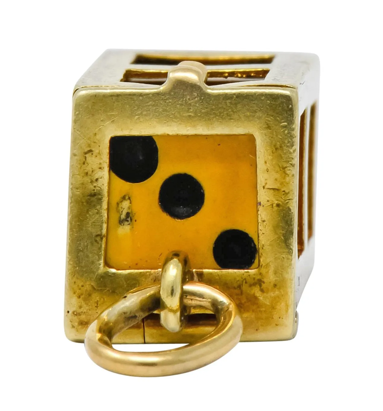 Retro Bakelite 14 Karat Gold Removable Lucky Dice Charm