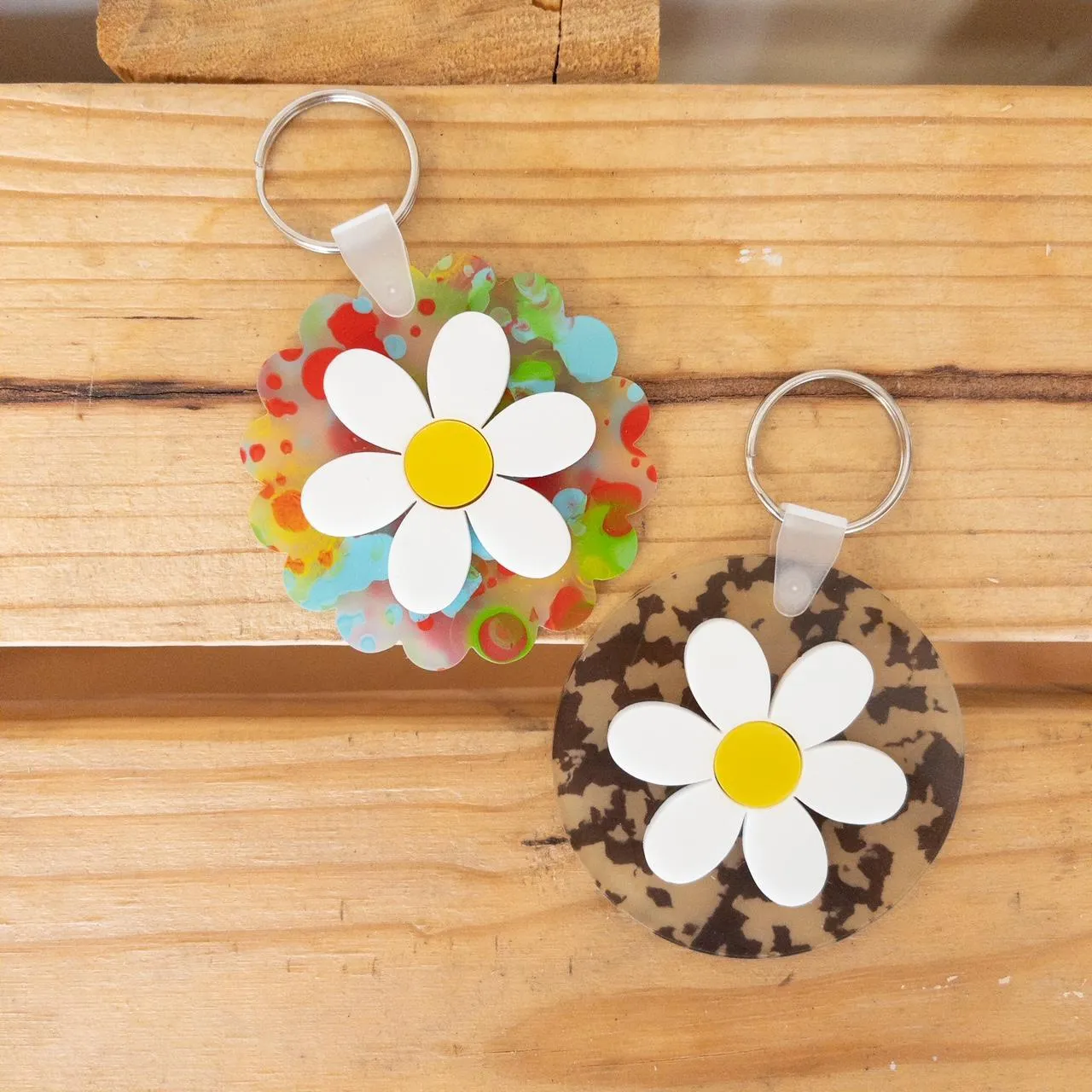 Retro Daisy Keychain