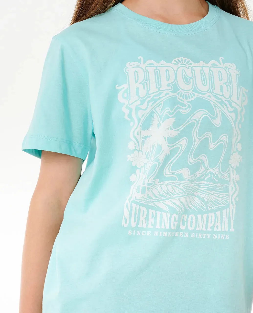 RIPCURL BREEZE STANDARD SHORT SLEEVE TEE GIRL - SKY BLUE