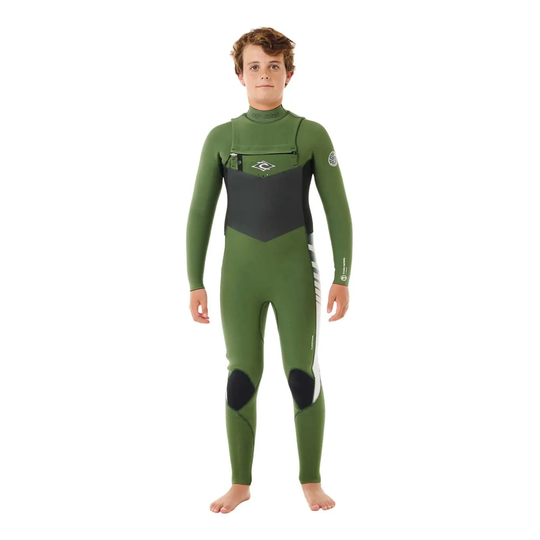 RIPCURL JUNIOR DAWN PATROL 4/3 CHEST ZIP WETSUIT - GREEN