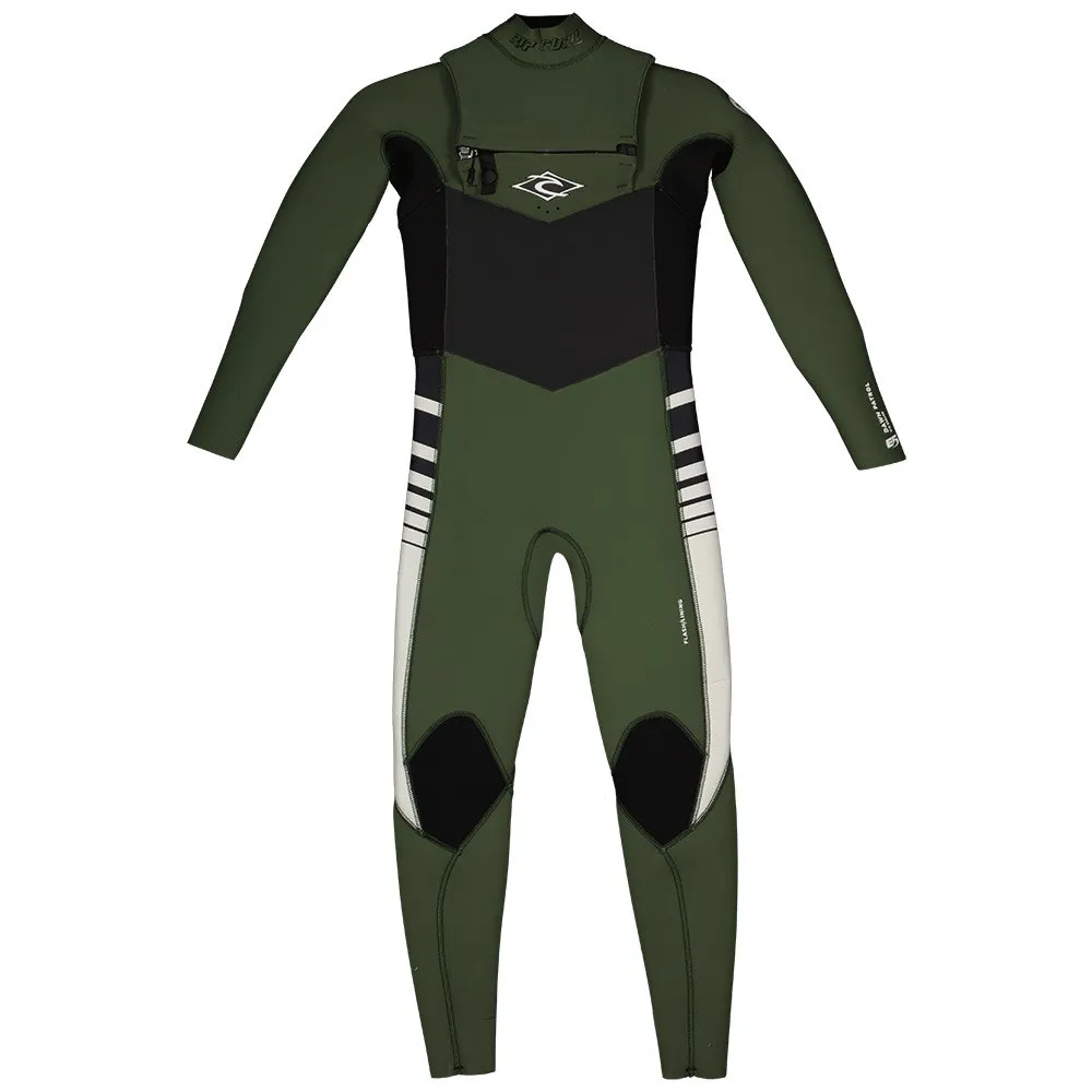 RIPCURL JUNIOR DAWN PATROL 4/3 CHEST ZIP WETSUIT - GREEN