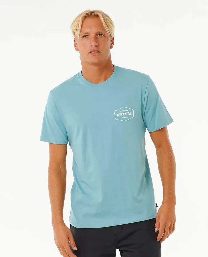 RIPCURL STAPLER SHORT SLEEVE TEE - DUSTY BLUE