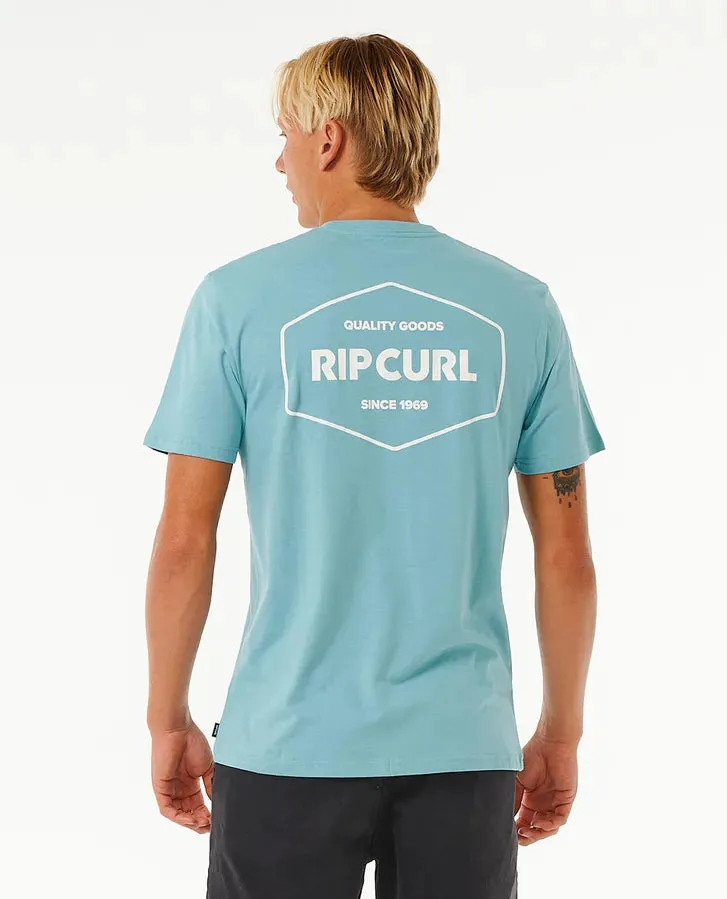 RIPCURL STAPLER SHORT SLEEVE TEE - DUSTY BLUE