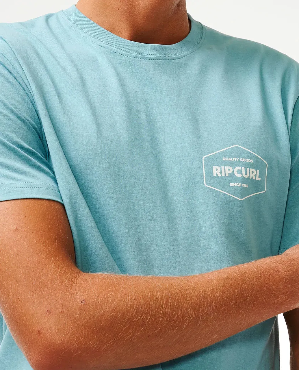 RIPCURL STAPLER SHORT SLEEVE TEE - DUSTY BLUE