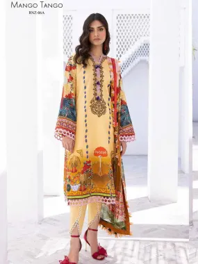 Roheenaz Leya Printed Lawn Unstitched 3Pc Suit RNZ-06A Mango Tango