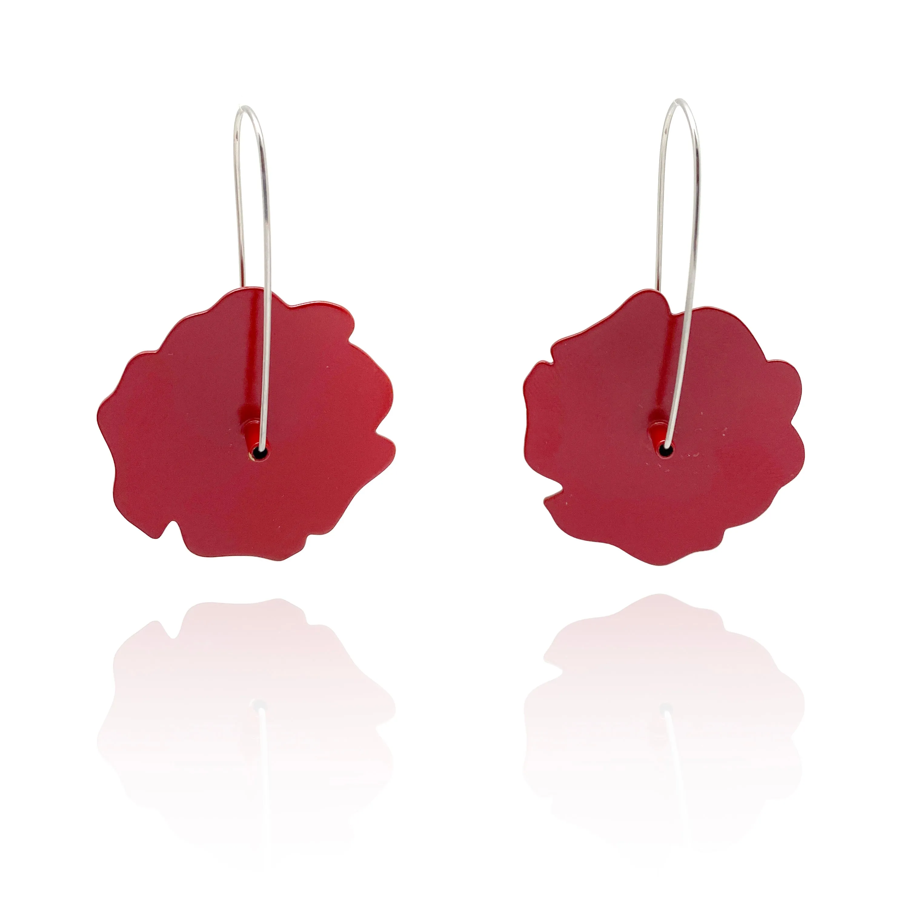 Rose Flower Patch Earrings - Red