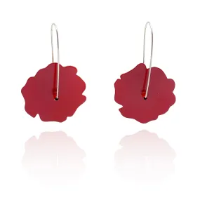 Rose Flower Patch Earrings - Red