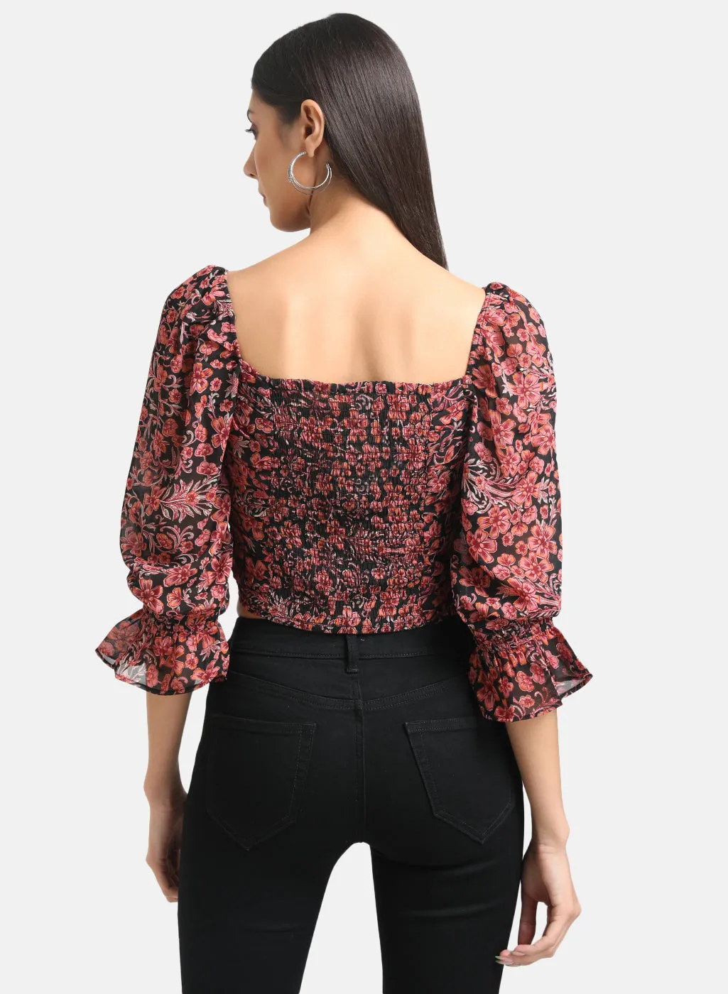 Ruched Printed Crop Top