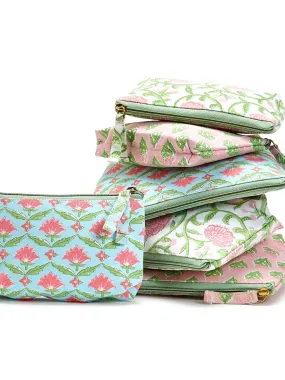 s/2 Floral Block Print Pouches