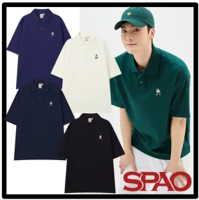 SPAO  |Unisex Street Style Logo Polos