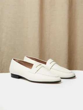 Split-Toe Penny Loafer in White Grain Leather